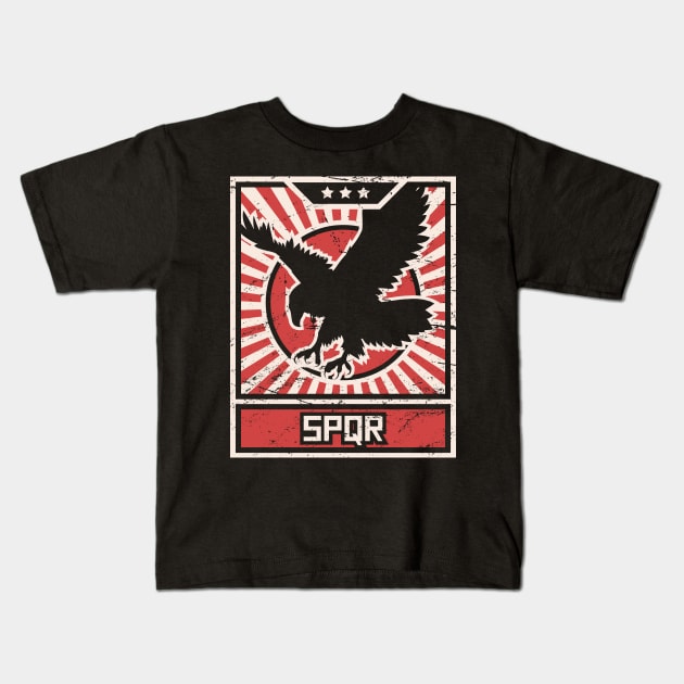 SPQR Roman Empire Eagle | Propaganda Poster Kids T-Shirt by MeatMan